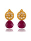 Gold Plated Floral Studs with Ruby