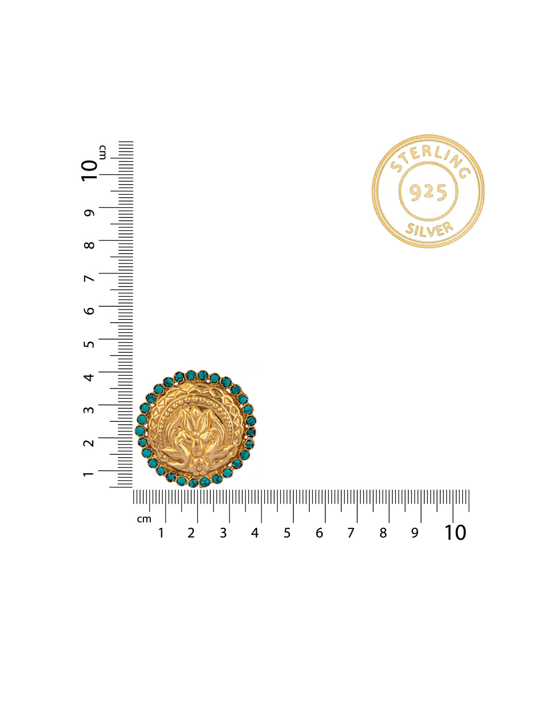 925 Sterling Silver Gold Plated Chitai Studs with Turquoise view 4