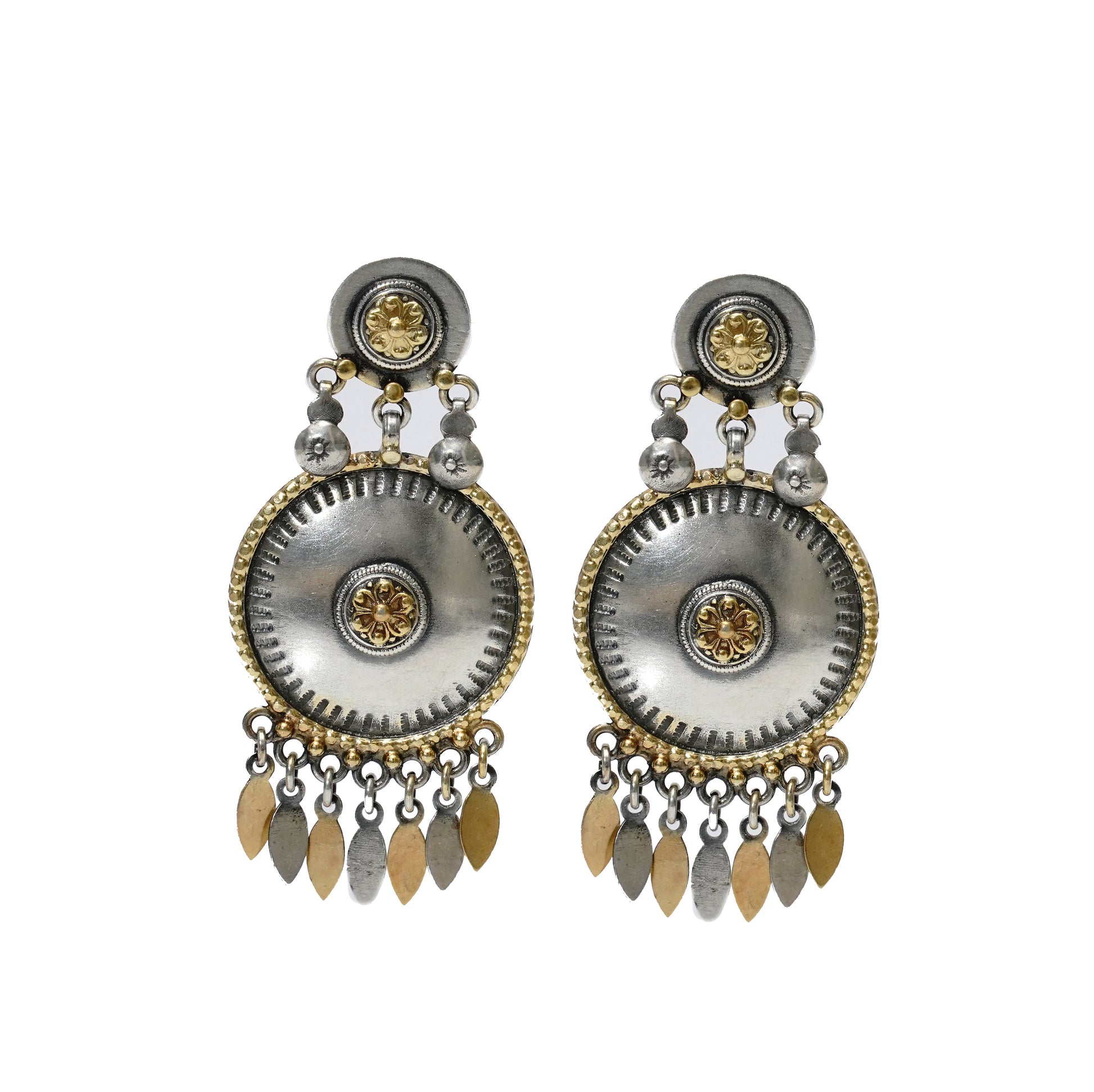 925 Silver Two Tone Rawa Earrings - Neeta Boochra Jewellery