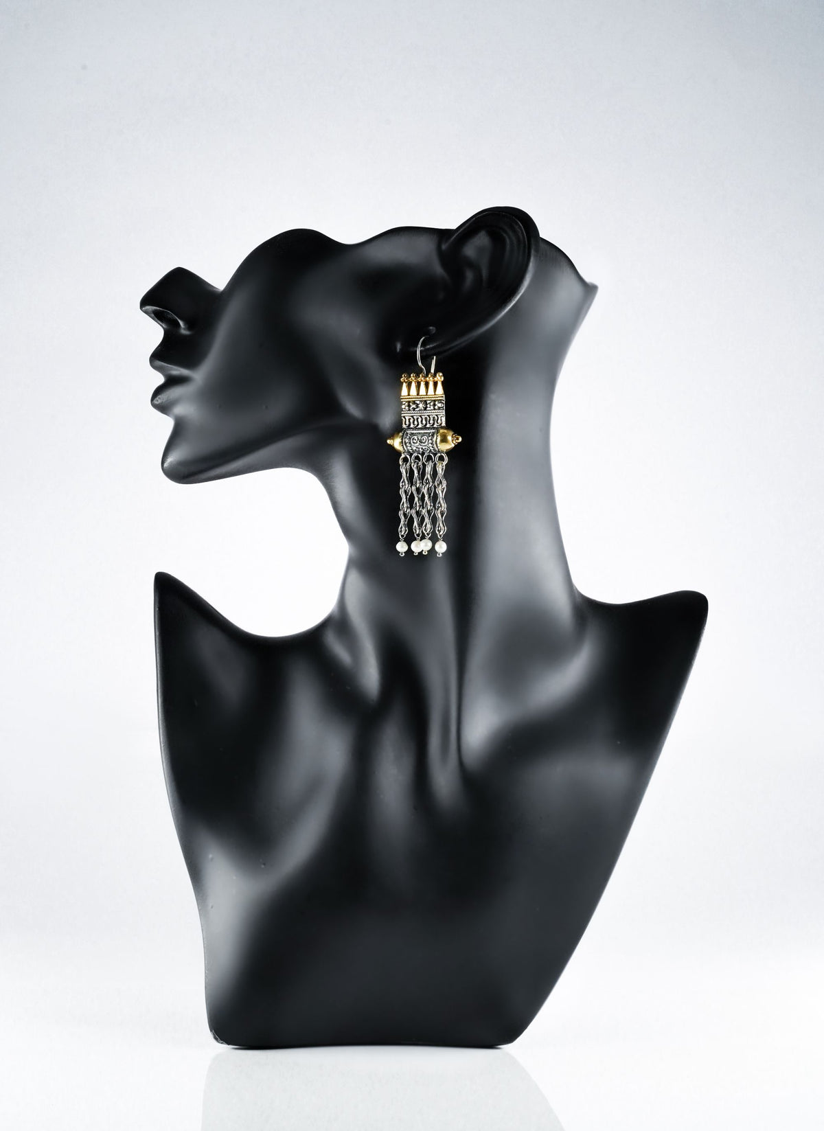Pyramid and Dhol Two-Toned Earrings view 1