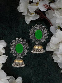 925 Sterling Silver Two Tone Checker Jhumki view 3