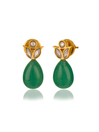 Floral Studs with Green Onyx view 1