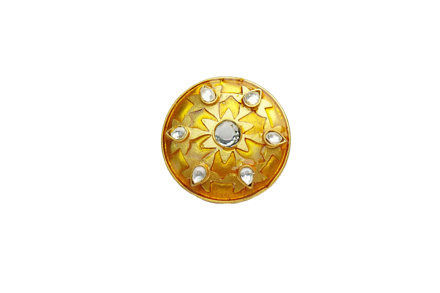 Silver Gold Plated Star Ring with Kundan - Neeta Boochra Jewellery