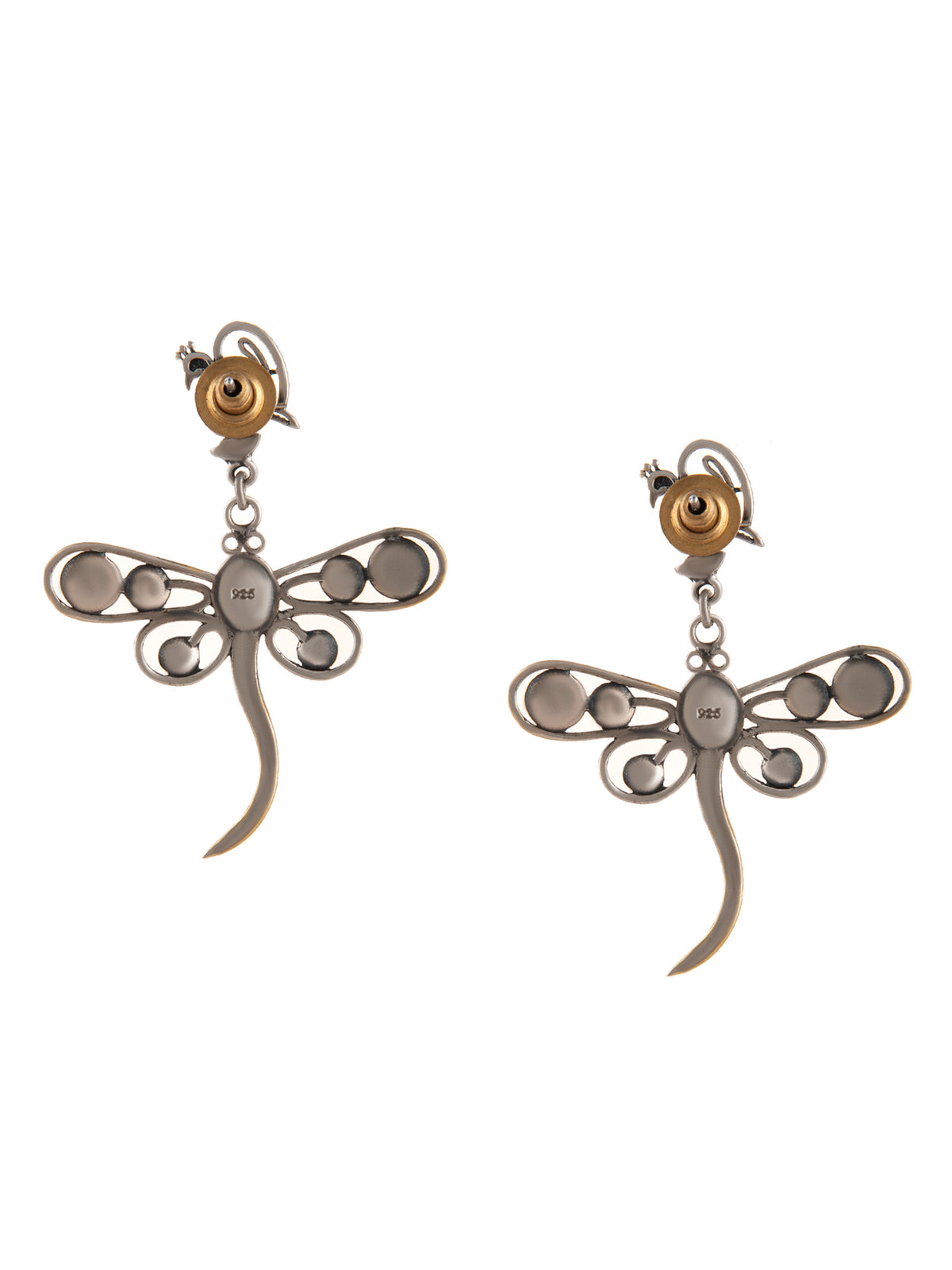 925 Sterling Silver Two Tone Butterfly Earrings view 5