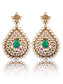 925 Sterling Silver 22K Gold Plated Checker Crystal Earrings with Green Onyx