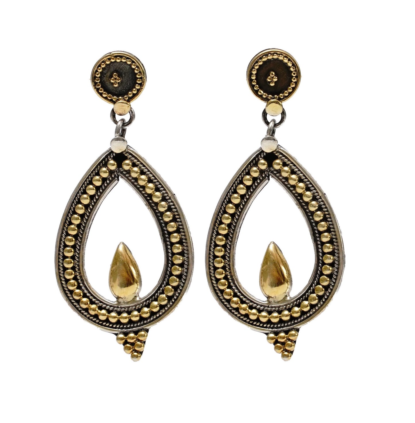 925 Silver Two Tone Earrings - Neeta Boochra Jewellery