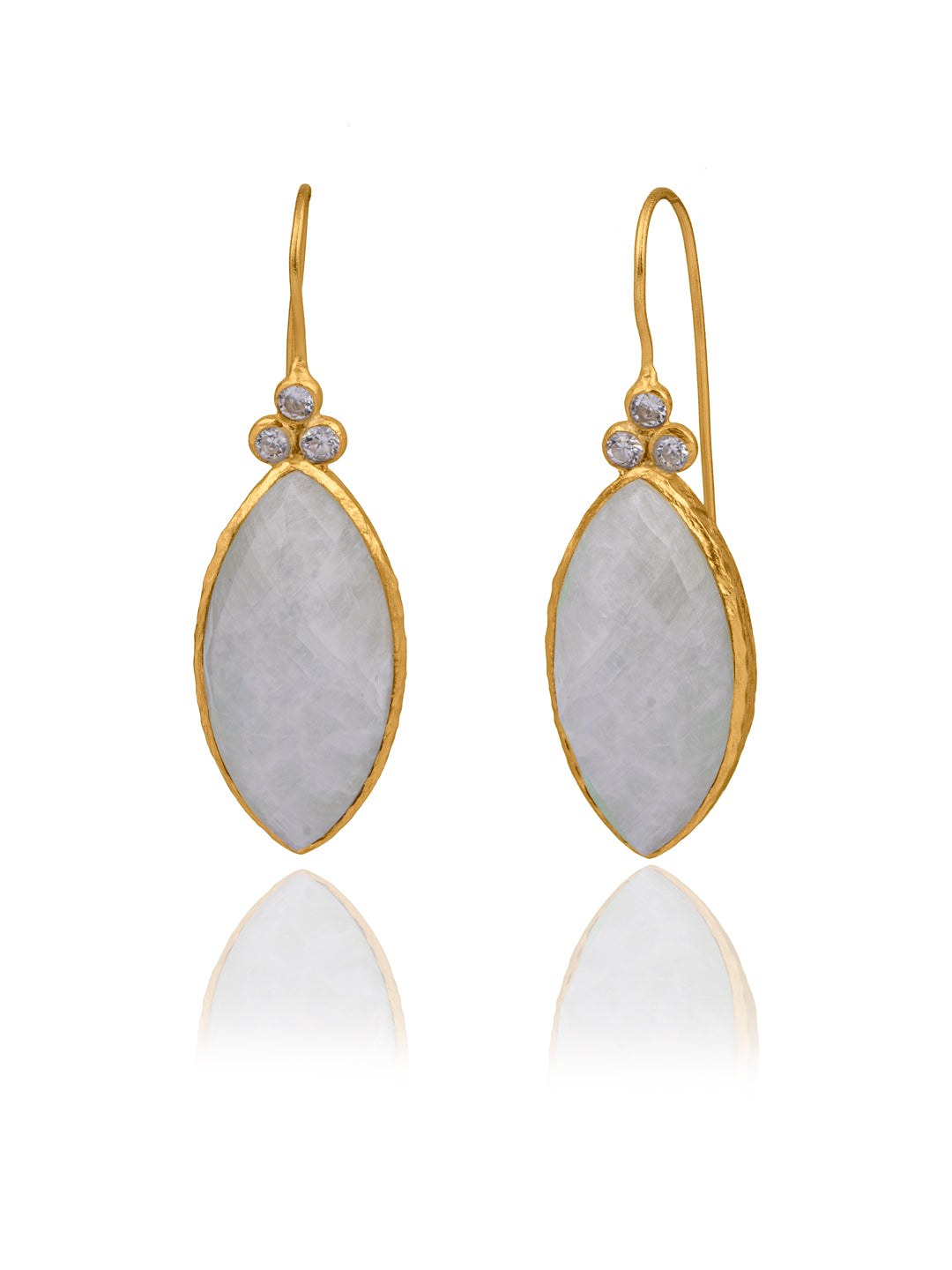 Rainbow Moonstone and Pearl Gold Plated Dangler view 1