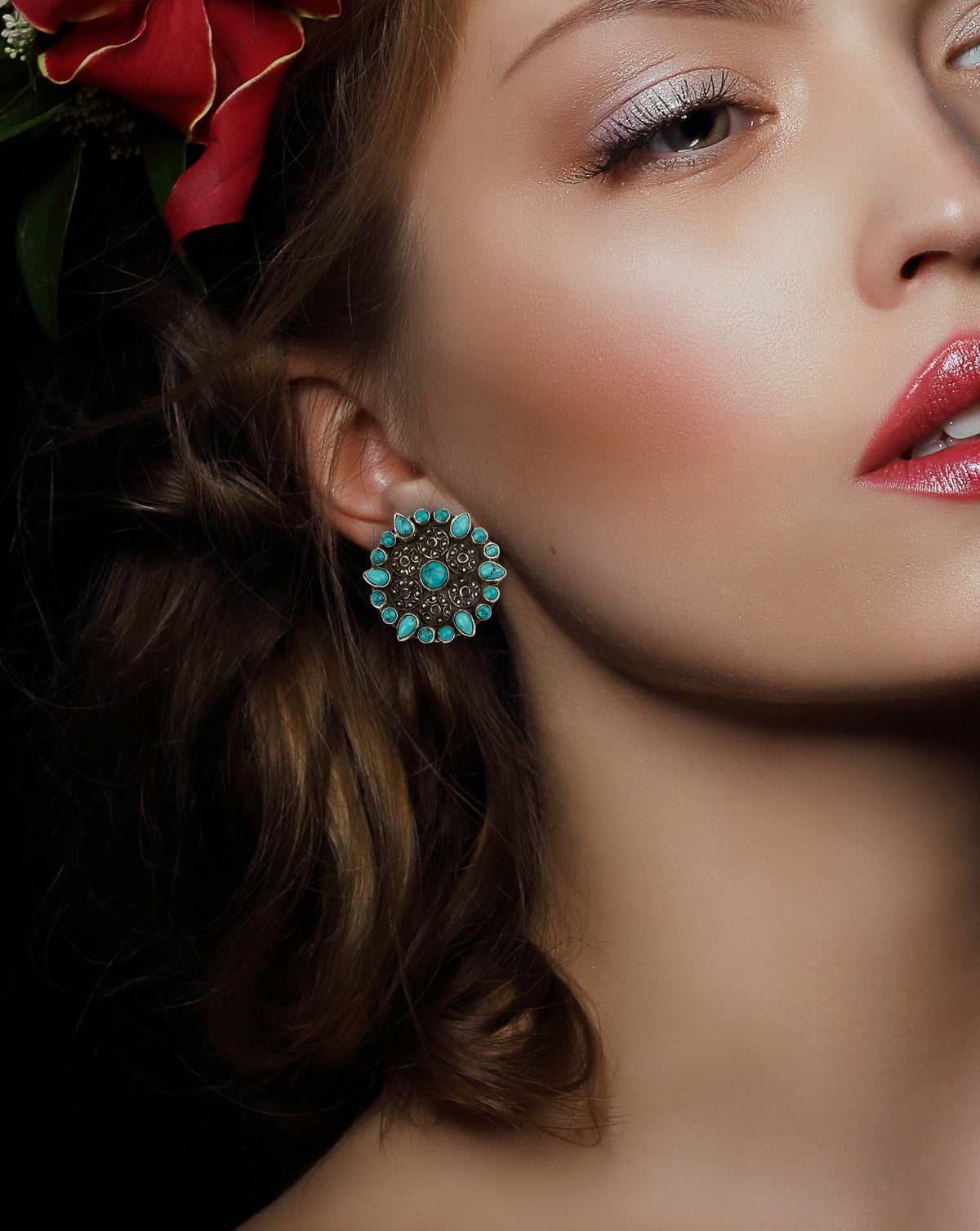 925 Sterling Silver Turquoise Studs view 4