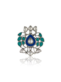 Multicolored Kundan Adjustable Ring view 2