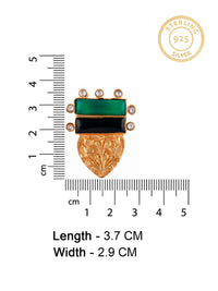 925 Sterling Silver Embossing Kundan  Earrings with Green and Black Onyx view 4