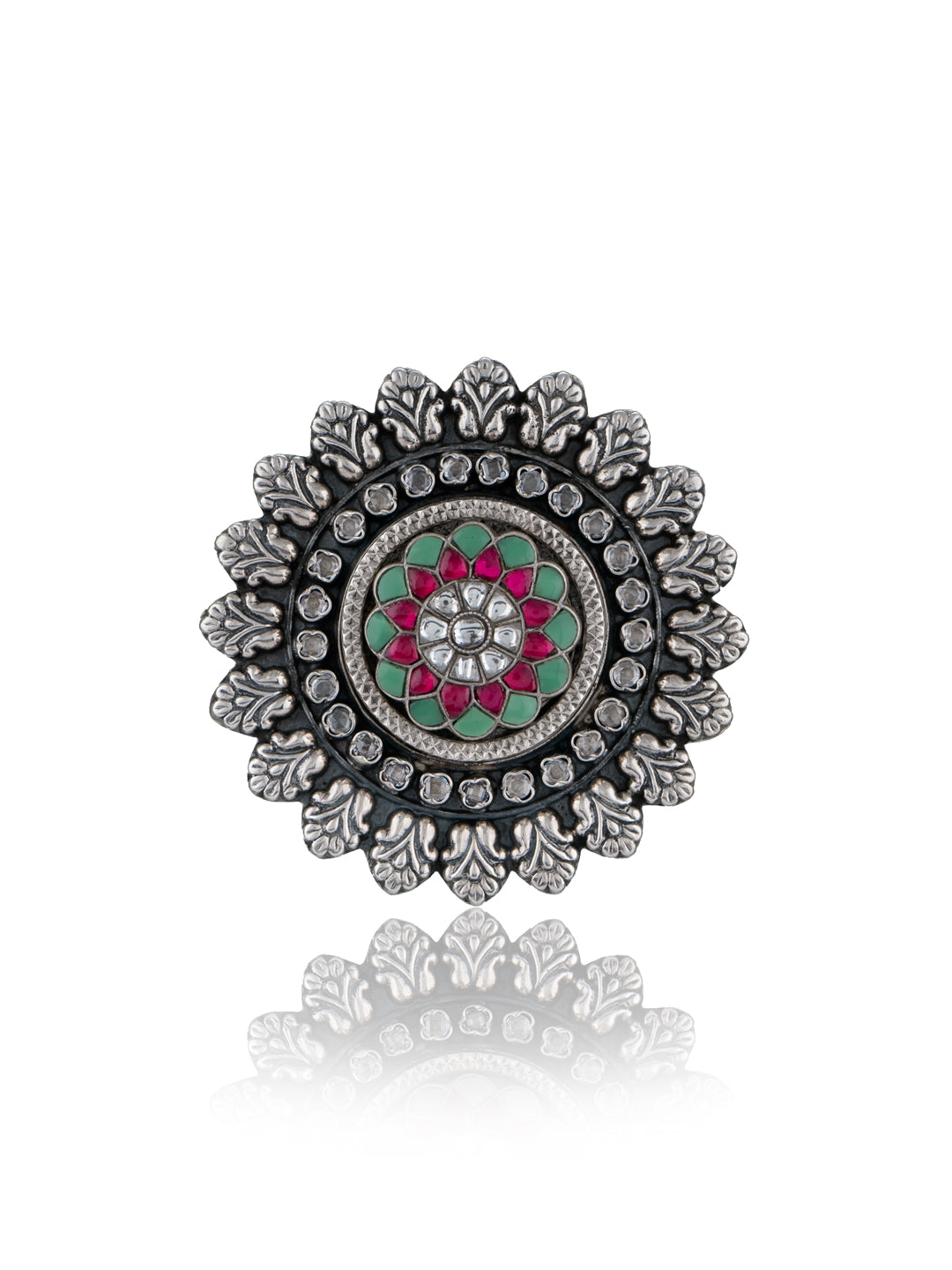 NB Kundan Motif Signature Big Ring view 2