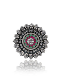 NB Kundan Motif Signature Big Ring view 2