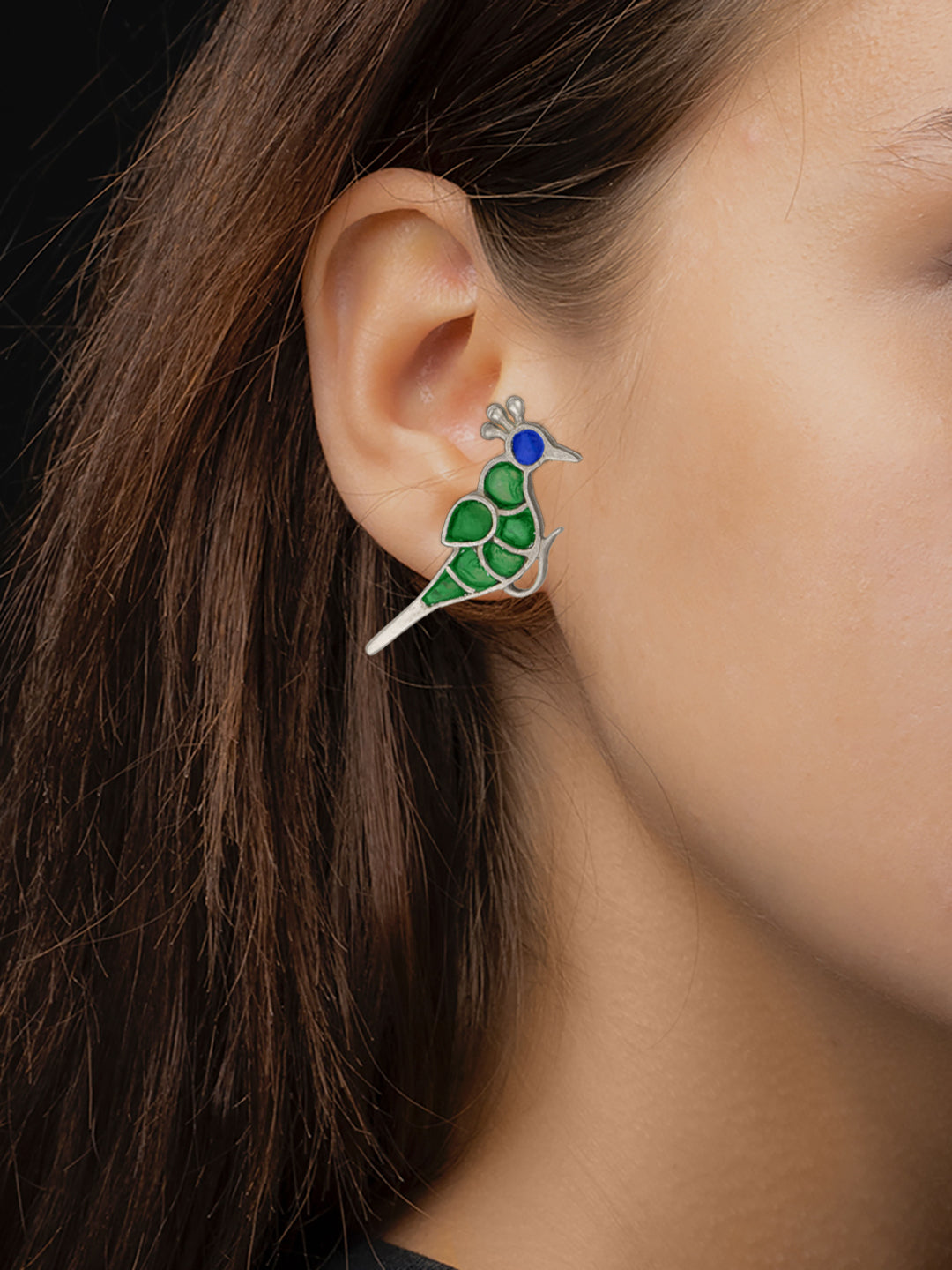 Multicolored Peacock Studs view 3