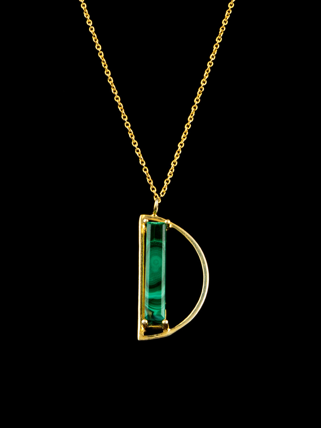 Half Moon Green Onyx Gold Plated Lightweight Necklace view 3