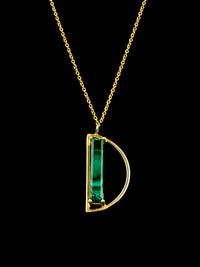 Half Moon Green Onyx Gold Plated Lightweight Necklace view 3