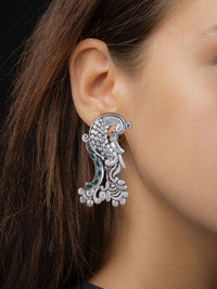 Fish Earrings with Green Onyx Gemstone view 2