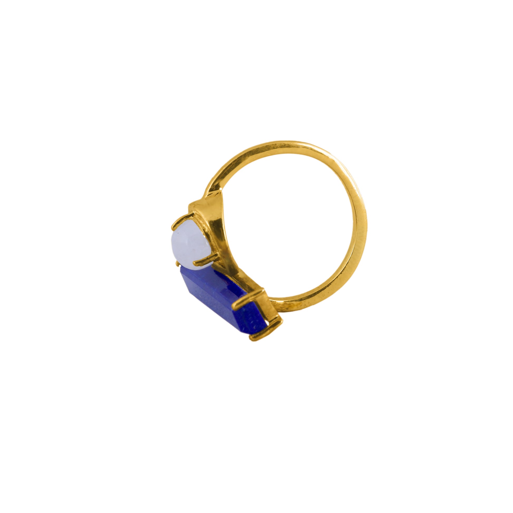 925 Silver Gold Plated Blue Lapis Ring - Neeta Boochra Jewellery
