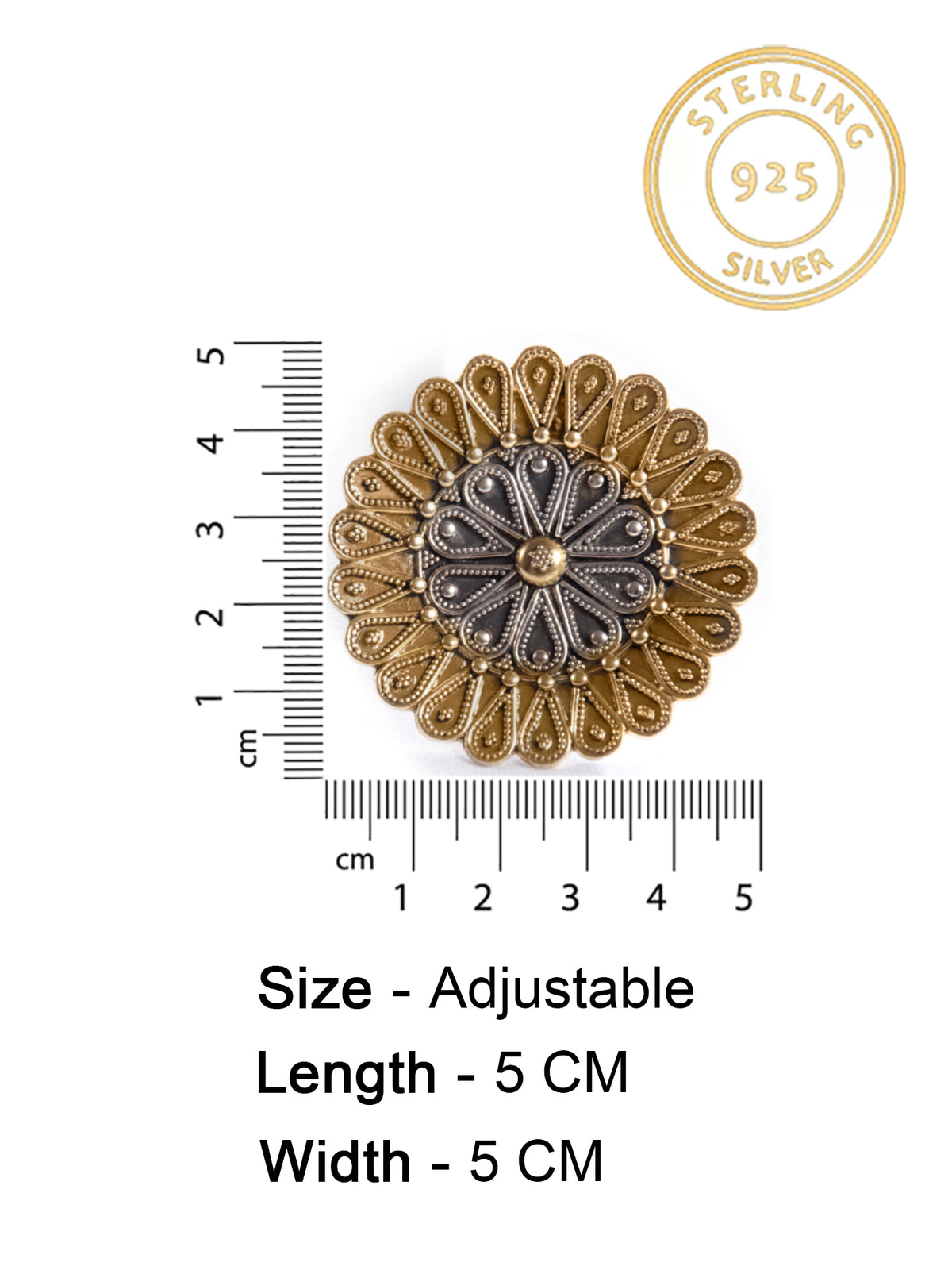 Svarnam Flower Adjustable Ring view 4