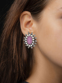 Rose Quartz Kundan Studs view 3