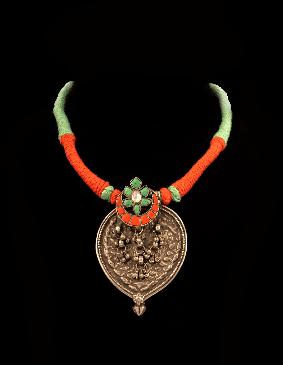 925 Sterling Silver Peacock Necklace with Black Onyx Beads view 1