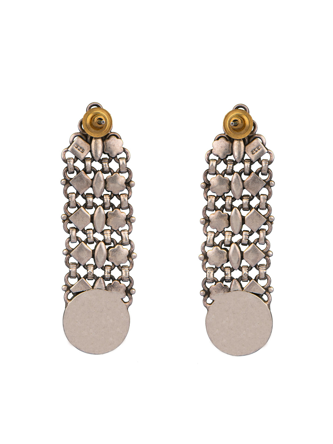 925 Sterling Silver Gold Plated Earrings with Kundan Motif view 5