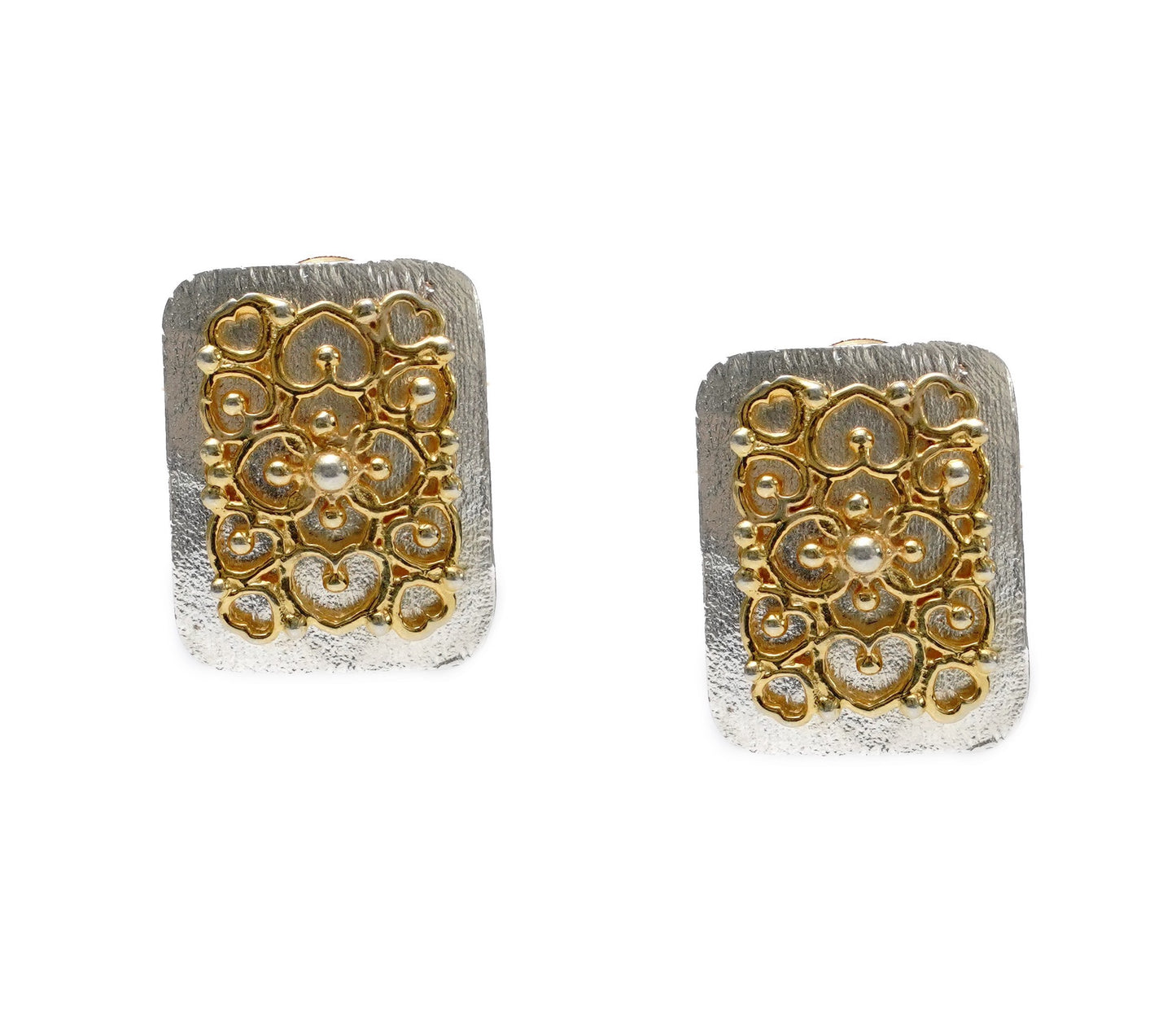 925 Silver Two Tone Earrings with Pearls and Kundan - Neeta Boochra Jewellery