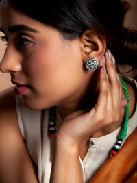 Silver Round Chitai Studs view 2