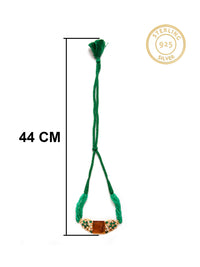 Svarnam Moissanite Choker with Orange Carved Stone and Green Onyx view 5