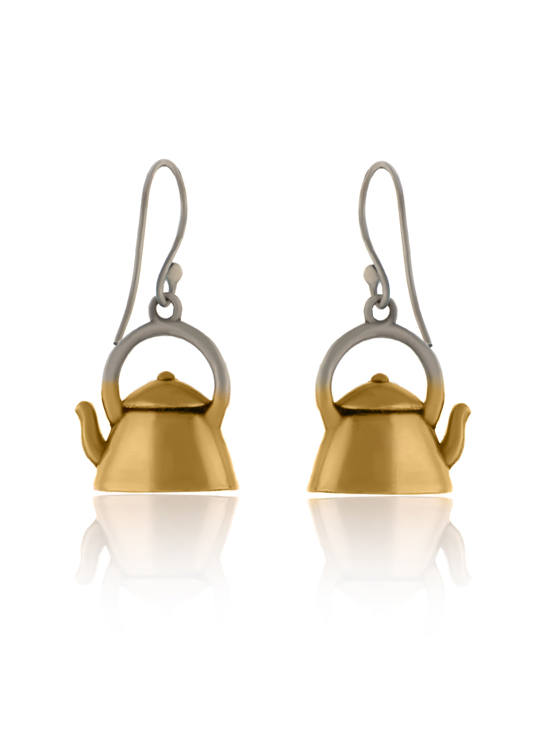 925 Sterling Silver 22K Gold Plated Kettle Dangler Earrings view 3
