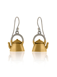 925 Sterling Silver 22K Gold Plated Kettle Dangler Earrings view 3