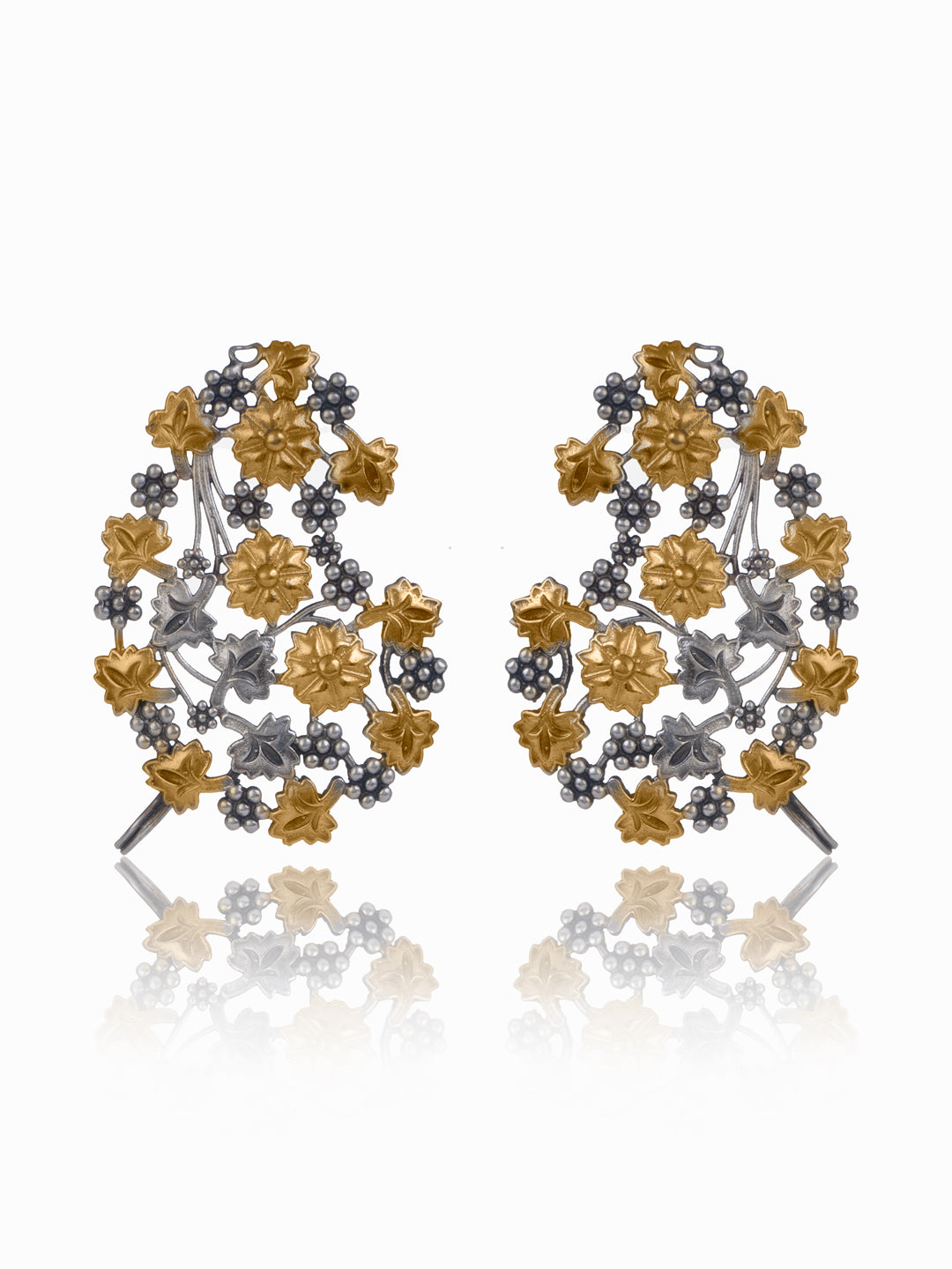 Two Toned Floral Motif Earrings view 1