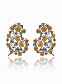 Two Toned Floral Motif Earrings view 1