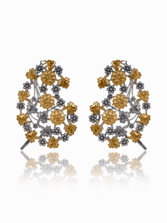 Two Toned Floral Motif Earrings