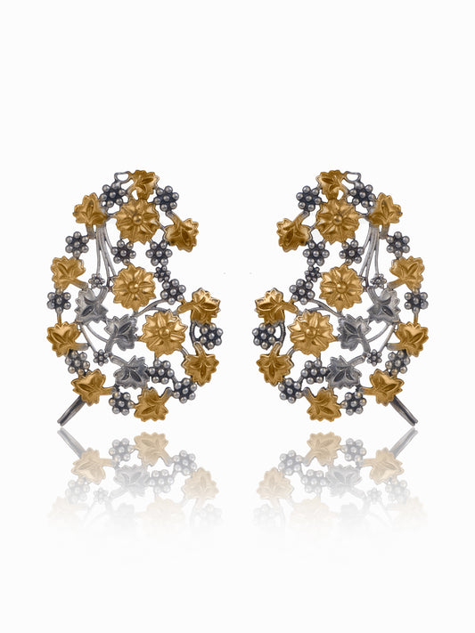 Two Toned Floral Motif Earrings