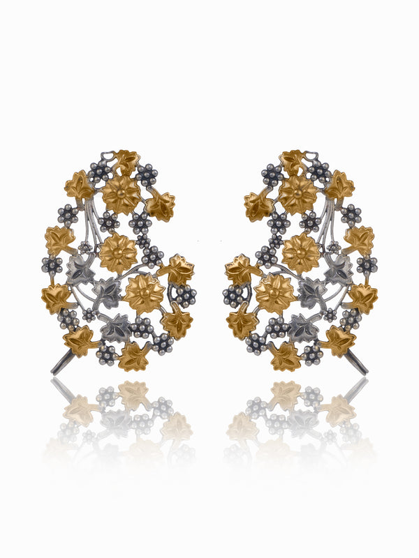 Two Toned Floral Motif Earrings