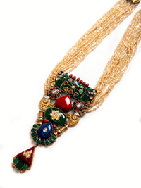 Svarnam Fusion Statement Necklace with Natural Stones view 4