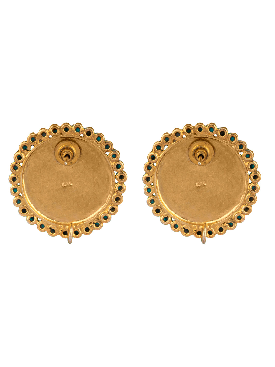 925 Sterling Silver Gold Plated Chitai Studs with Turquoise view 5
