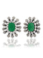 Big Green Carved Stone and Pearl Studs