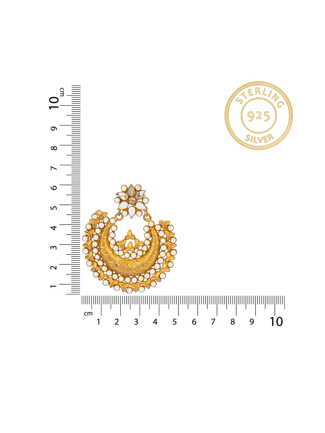925 Sterling Silver Gold Plated Chaand Earrings with Checkers view 5
