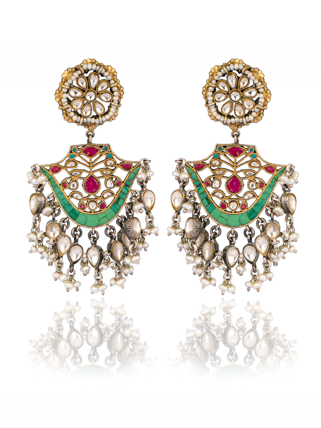 925 Sterling Silver Signature Kundan Chaandbali view 1