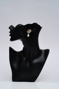 925 Silver Two Tone Earring with Pearl Drop view 3