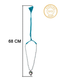 925 Sterling Silver Dholki Beaded Necklace With Pear Shaped Mother of Pearl Gemstone view 4