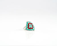 Turquoise Green and Red Meenakari Ring view 3