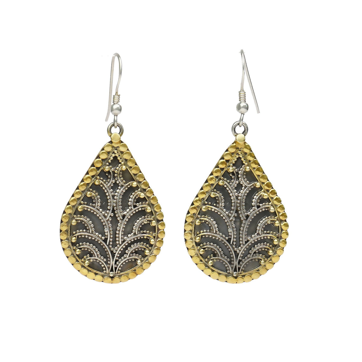 Silver Two-Toned Rawa Dangler Earrings view 1