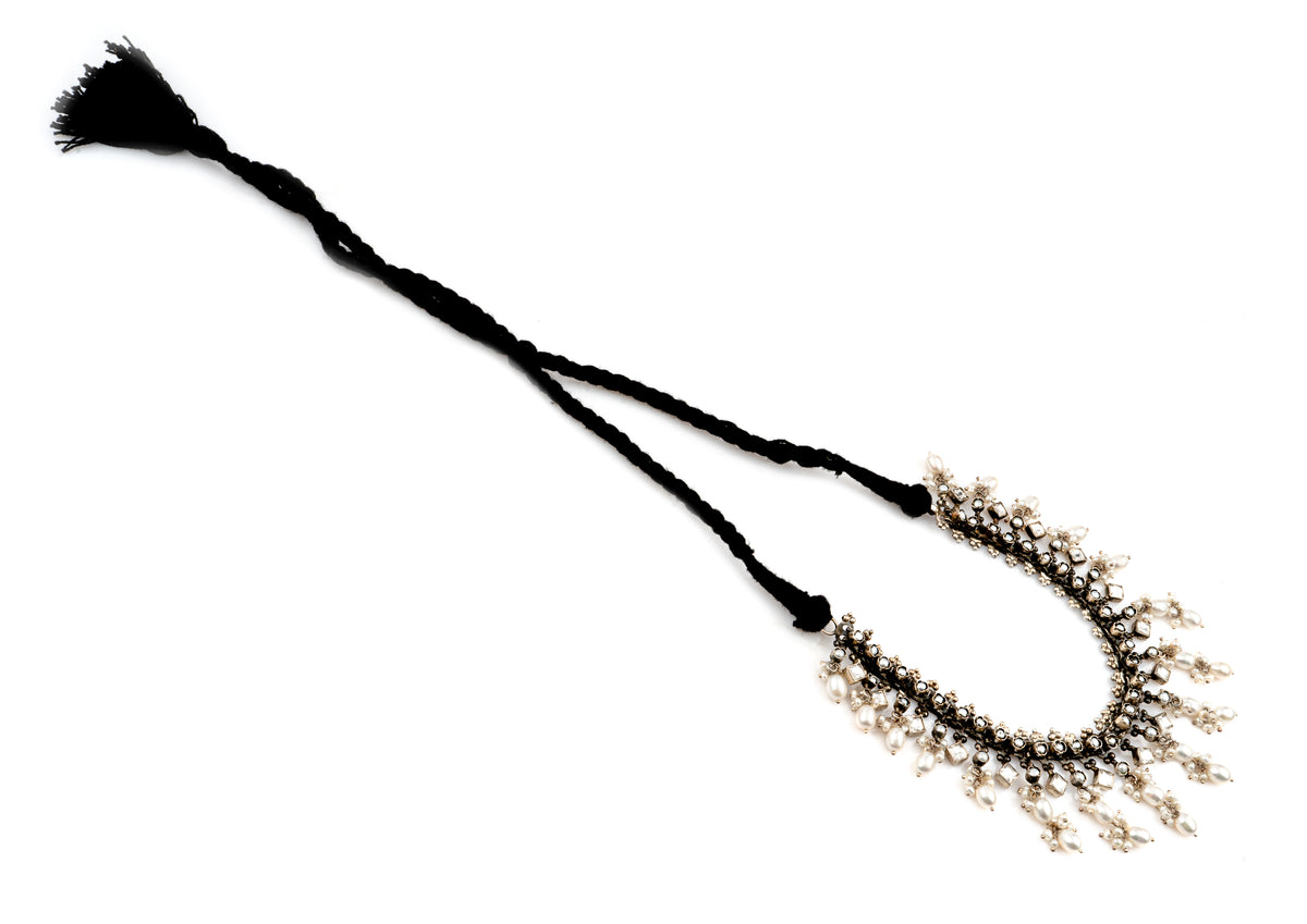 925 Sterling Silver Necklace with Kundan and Pearl view 3