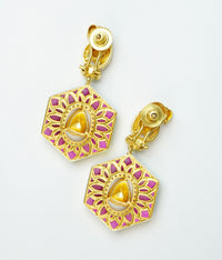 925 Silver Gold Plated Red Paisley Kundan Earrings view 3