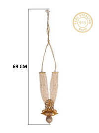 925 Sterling Silver 22K Gold Plated Pearl Beaded Peacock Design Necklace With Kundan Polki view 6