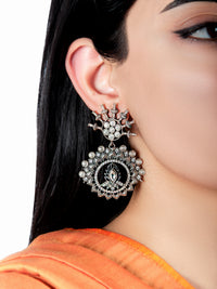 925 Sterling Silver Statement Kundan Earrings view 1