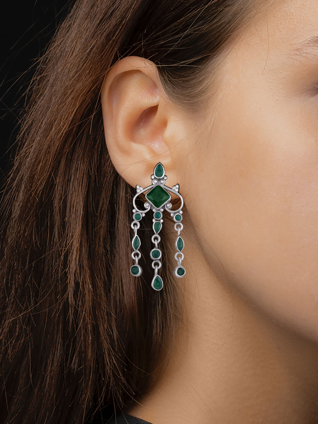 Green Onyx Drop Earrings view 2