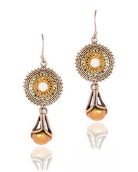 925 Sterling Silver Two Tone Danglers with Rawa work view 1